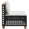 vidaXL Patio Sofa Armless with Cushions Black Poly Rattan
