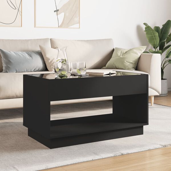 vidaXL Coffee Table Black Engineered wood, Glass Large Coffee Table