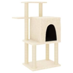 vidaXL Cat Tree Cream Engineered wood, plush, sisal 38.2 in tall