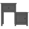 vidaXL Bedside Cabinet Set of 2 Grey Solid Pine Wood Standard