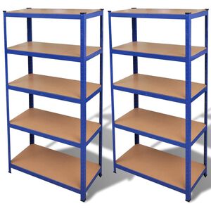 vidaXL Storage Shelf Blue 2pcs