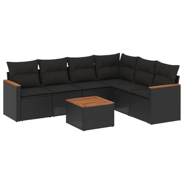 vidaXL Garden Sofa Set Black PE rattan Medium Modular Garden Sofa Set