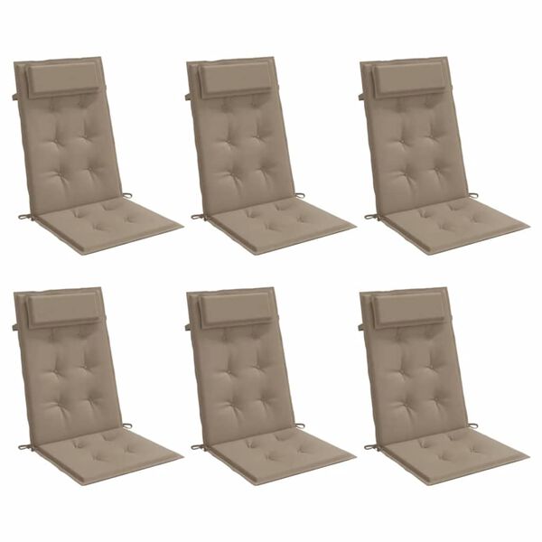 vidaXL Highback Chair Cushion Set of 6 Taupe