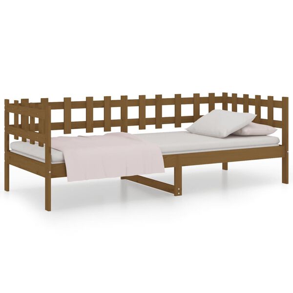 vidaXL Day Bed Honey Brown Solid Pine Wood Single