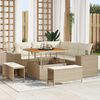 vidaXL Garden Sofa Set with Cushion 8 pcs Beige Poly Rattan
