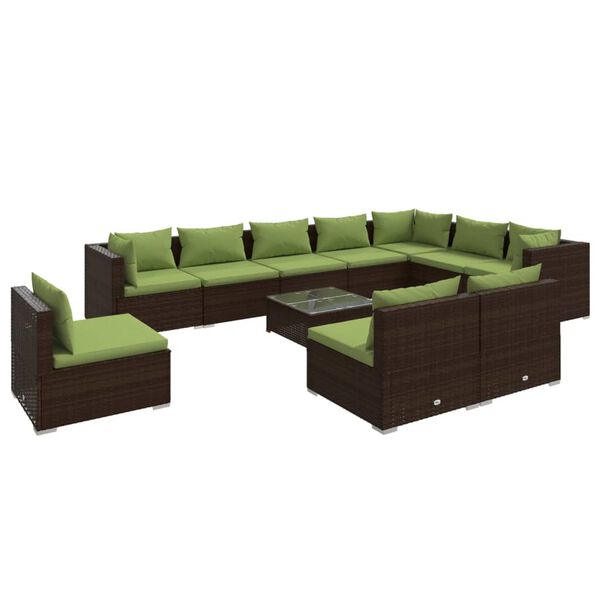 vidaXL Garden Lounge Set Brown, Green PE rattan Large Modular