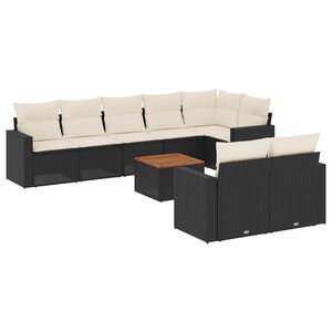 vidaXL Garden Sofa Set Black PE rattan Large Modular Garden Sofa Set