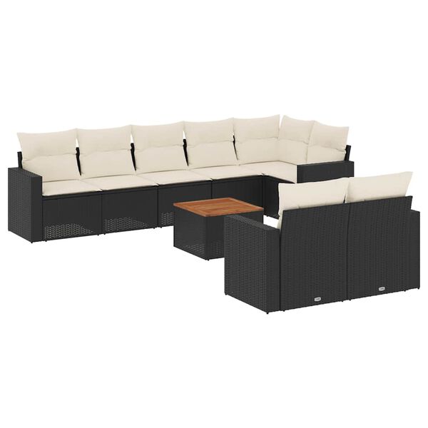 vidaXL Garden Sofa Set Black PE rattan Large Modular Garden Sofa Set