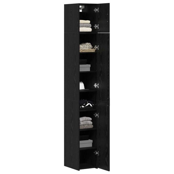 vidaXL Slim Storage Cabinet Black oak 30 x 42.5 x 225 cm
