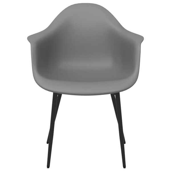 vidaXL Dining Chair Set of 2 Grey Polypropylene, Powder-Coated Metal
