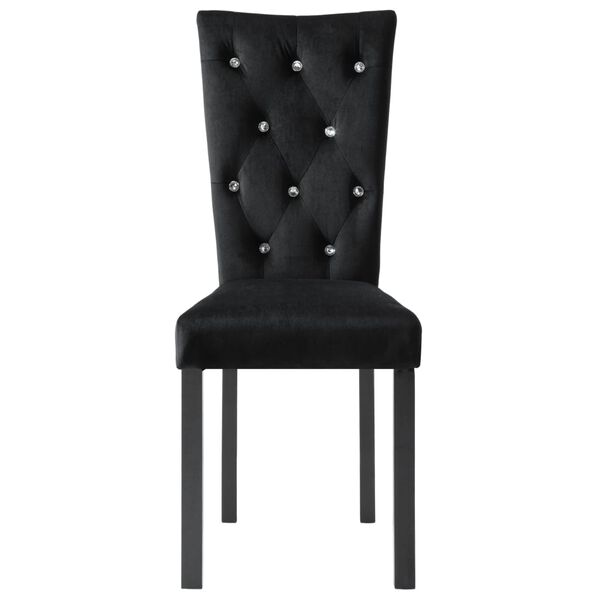 vidaXL Dining Chair Set of 6 Black Polyester Velvet, Wood Standard