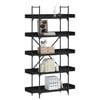 vidaXL Bookcase Black Engineered wood and metal Large Adjustable Feet