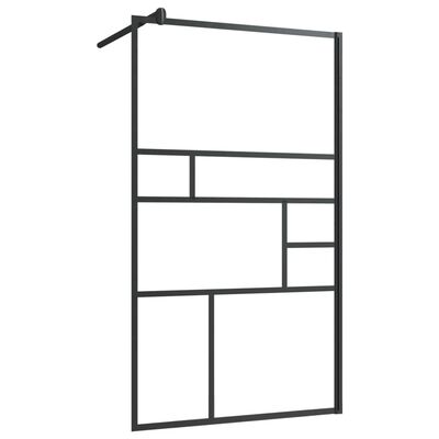 vidaXL Walk-in Shower Wall with Clear ESG Glass 35.4"x76.8" Black