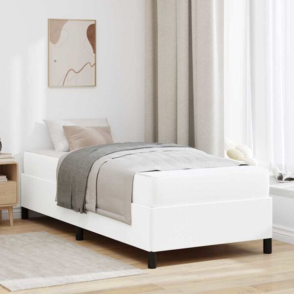 vidaXL Bed Frame with Mattress White 31.50 x 78.74 in Fabric