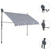 vidaXL Retractable Awning Blue and White Polyester with PU coating