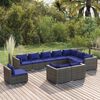 vidaXL Garden Lounge Set Grey Poly Rattan, Powder-Coated Steel, Plastic