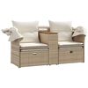 vidaXL Garden Sofa Beige PE rattan Standard Removable Covers
