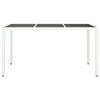 vidaXL Garden Table White Poly rattan, tempered glass, powder-coated steel