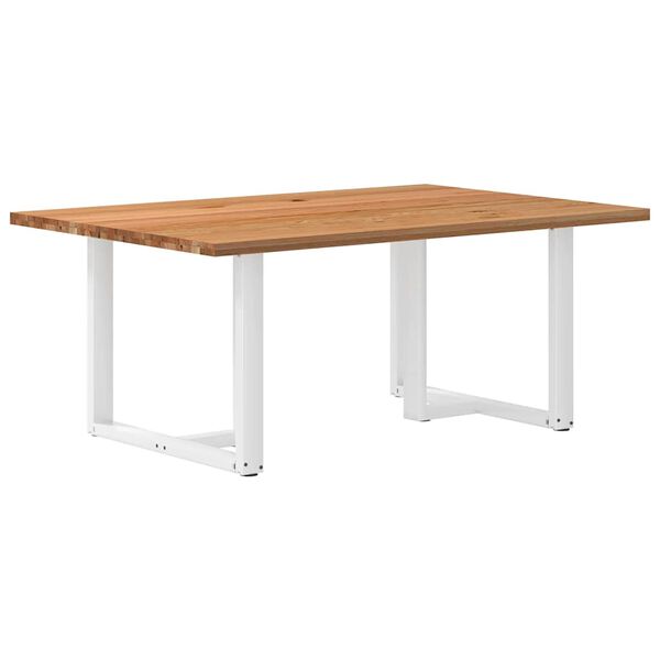 vidaXL Dining Table Light brown, White Solid oak wood Large