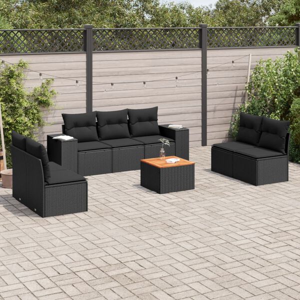 vidaXL Garden Sofa Set Black