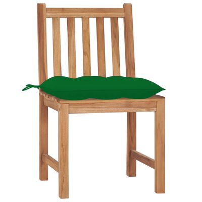 vidaXL Patio Chairs 4 pcs with Cushions Solid Teak Wood