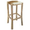 vidaXL Bar Stool Natural Wood Genuine Goat Leather