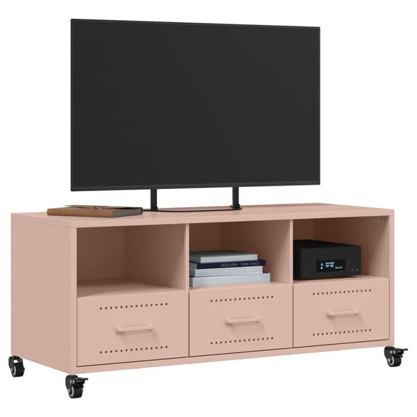 vidaXL TV Cabinet Pink Cold-rolled steel medium Rollable TV Cabinet