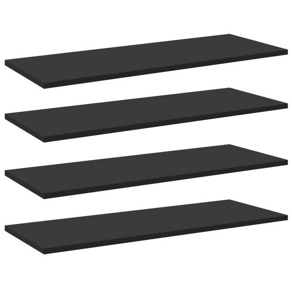 vidaXL Shelf Set of 4 Black Engineered wood 31.5 x 11.8 x 0.6 in