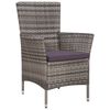 vidaXL Dining Set Gray and dark gray PE rattan, glass, powder-coated steel