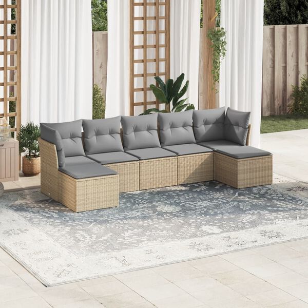 vidaXL Garden Sofa Set Beige PE rattan, powder-coated steel Large