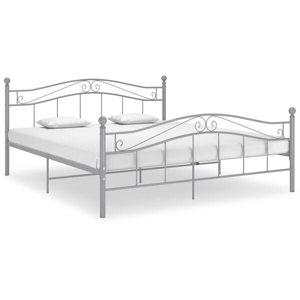 vidaXL Bed Frame Gray Powder-coated metal 55 x 78.7 in Durable
