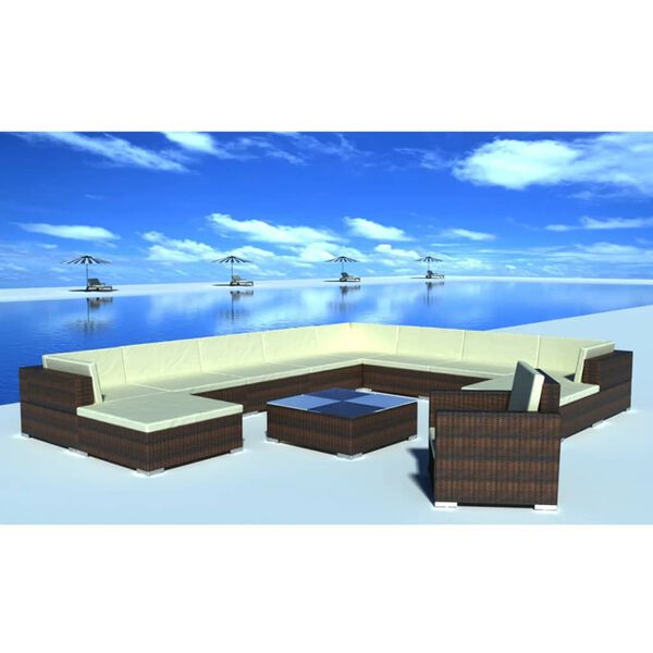 vidaXL Patio Furniture Set Set of 12 Brown Powder-coated steel Large