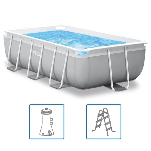 INTEX Above Ground Pool Grey Steel Large Collapsible Above Ground Pool