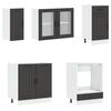 vidaXL Kitchen Cabinet Set Black Engineered Wood and Glass Large