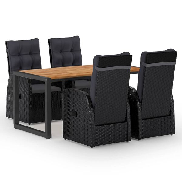 vidaXL 5 Piece Patio Dining Set Black