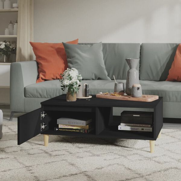vidaXL Coffee Table Black 35.4x23.6x13.8" Engineered Wood