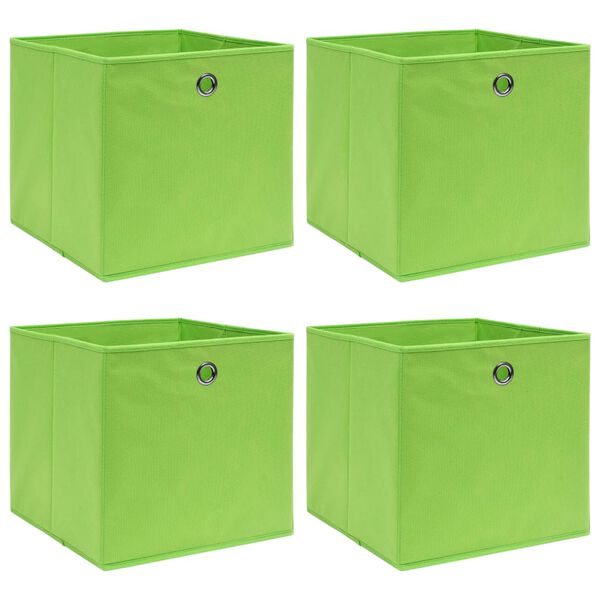 vidaXL Storage Box Set of 4 Green Non-woven fabric (100% polyester)
