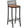 vidaXL Bar Chair Set of 2 Natural Wood and Black Solid Acacia wood, Iron