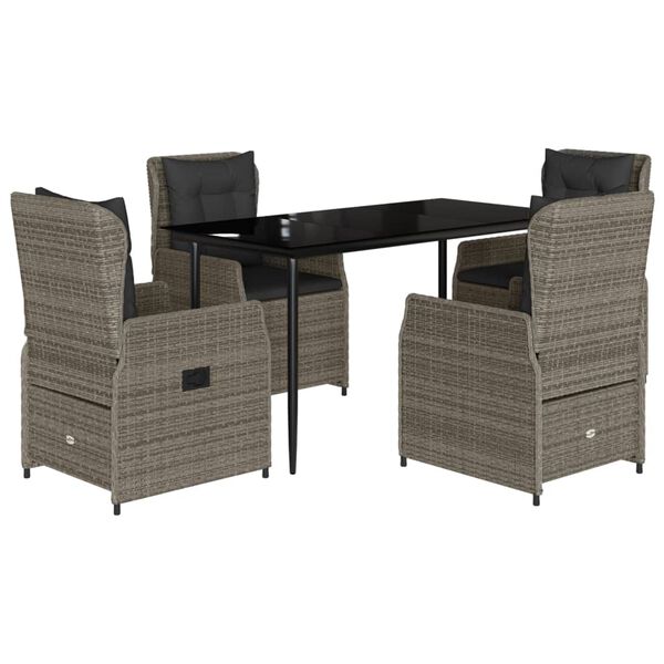 vidaXL Garden Dining Set Grey, Black, Dark Grey