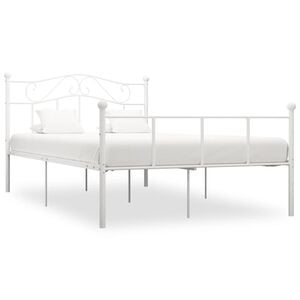 vidaXL Bed Frame White Metal Double Durable Bed Frame Rectangular