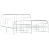 vidaXL Bed Frame White Powder-Coated Steel Double Storage Bed Frame