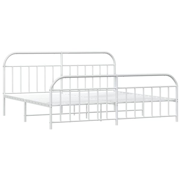 vidaXL Bed Frame White Powder-Coated Steel Double Storage Bed Frame