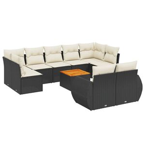 vidaXL Garden Sofa Set Black and Cream White