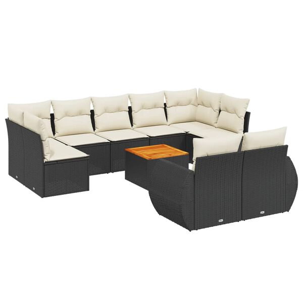 vidaXL Garden Sofa Set Black and Cream White