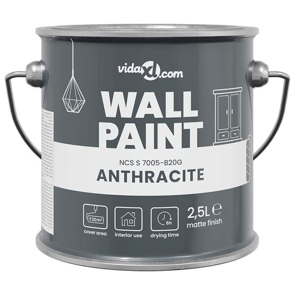vidaXL Wall Paint Grey 6.50 x 6.50 x 6.26 in Wall Print