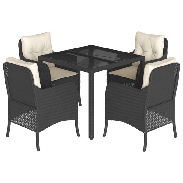 vidaXL Garden Dining Set Black, Cream White