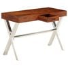 vidaXL Desk Brown top and silver legs Solid Acacia Wood, Powder-Coated Iron