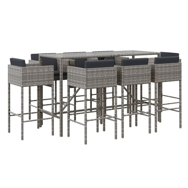 vidaXL Garden Bar Set Grey, Dark grey, Black