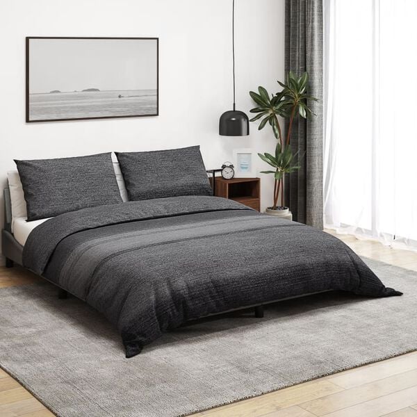 vidaXL Duvet Cover Set Dark grey 100% Cotton Single Lightweight