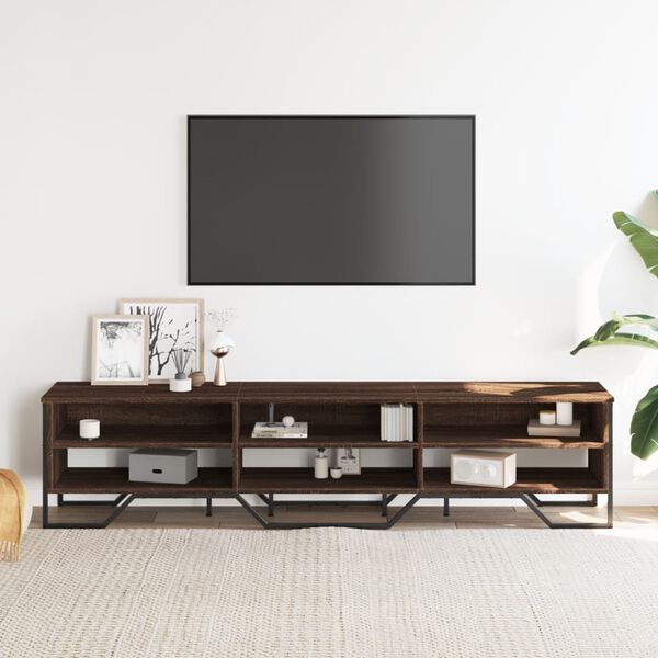 vidaXL TV Cabinet Brown Oak Engineered wood, Metal